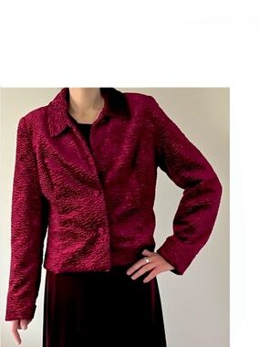 Vintage 1990’s chameleon burgundy textured velvet jacket – short classic cut